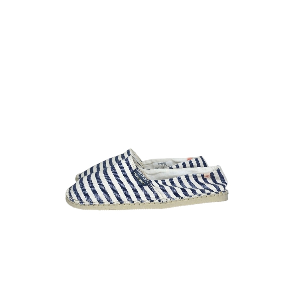 Havaianas Blue White Pinstripe Alpargatas Origine II Slip-on Shoes Unisex 7W/6M